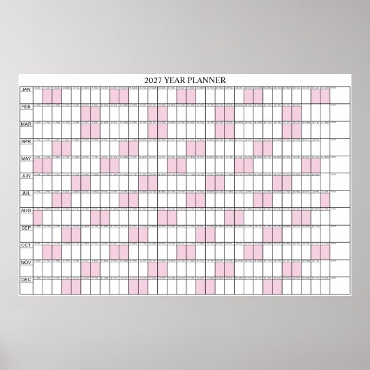 Poster Calendrier annuel 2027 simple à vue murale (Devant)