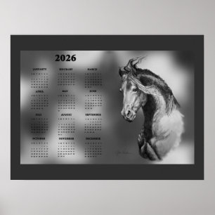 Poster Calendrier annuel beau cheval étalon