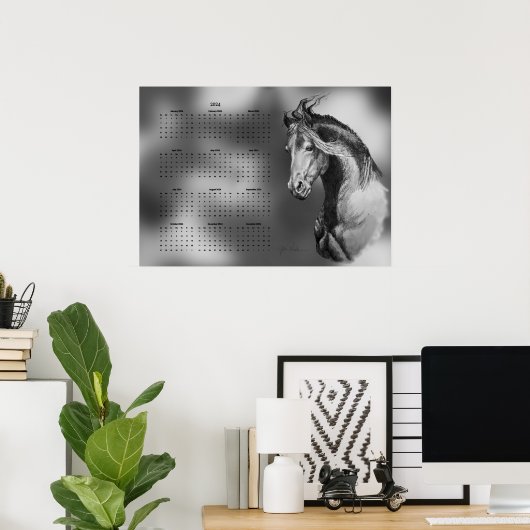 Poster Calendrier annuel beau cheval étalon (Bureau à domicile)