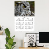 Poster Calendrier annuel de photo de profil de hibou de 2 (Bureau à domicile)