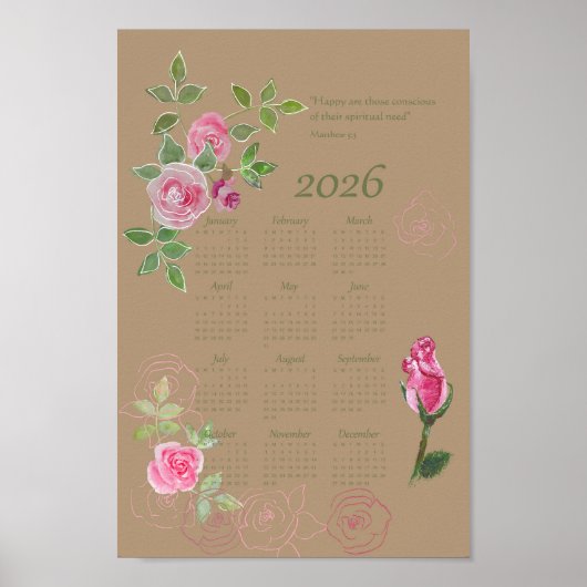 Poster Calendrier annuel JW personnalisable texte (Devant)