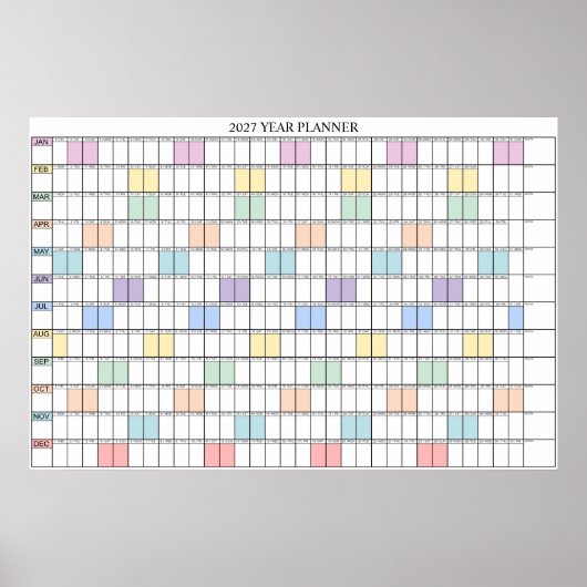 Poster Calendrier annuel mural simple 2027 (Devant)