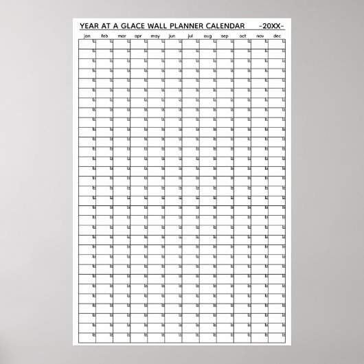 Poster Calendrier annuel non daté à vue murale (Devant)