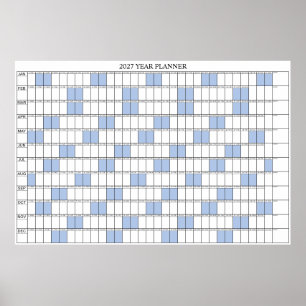 Poster Calendrier annuel simple 2027 à vue d'œil