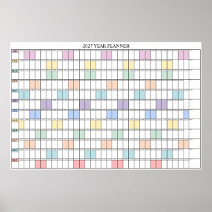 Poster Calendrier annuel simple 2027 à vue d'œil