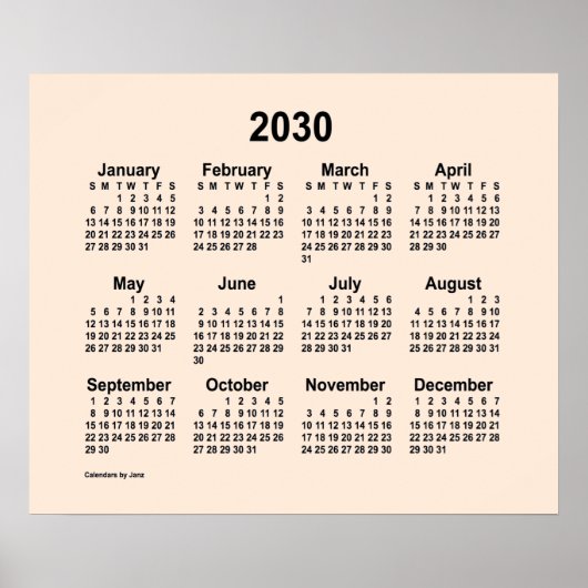Poster Calendrier Antique Blanc 2030 de Janz Print (Devant)