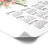 Poster Calendrier aquarelle de l'arbre de douche arc-en-c (Coin)