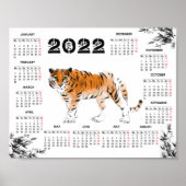 Poster Calendrier aquarelle tigre 2022 (Devant)