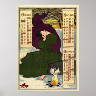 Poster Calendrier Art Nouveau 1896 par Louis Rhead