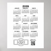 Poster Calendrier avec logo et code QR - noir blanc (Devant)