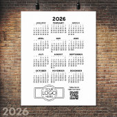 Poster Calendrier avec logo et code QR - noir blanc