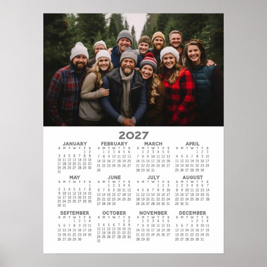 Poster Calendrier avec Photo - Vue annuelle complète (Devant)