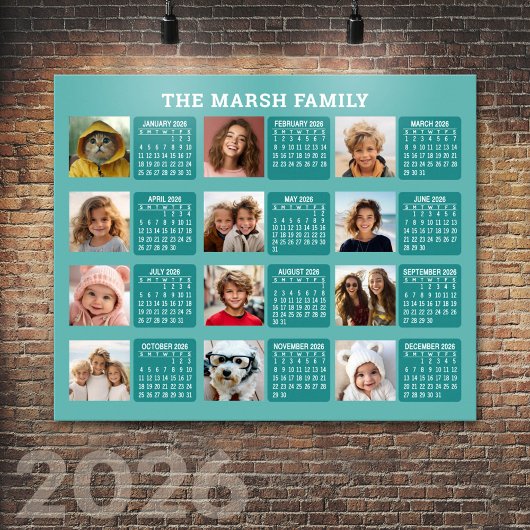 Poster Calendrier avec une image pour chaque mois - Aqua