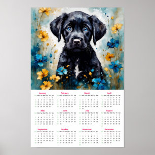Poster Calendrier Black Lab Puppy 2025