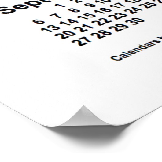 Poster Calendrier blanc 2026 par Janz Imprimer (Coin)