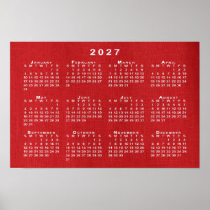 Poster Calendrier blanc 2027 sur photo personnalisable