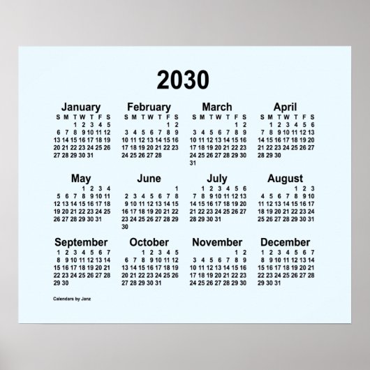 Poster Calendrier bleu Alice 2030 par Janz Imprimer (Devant)