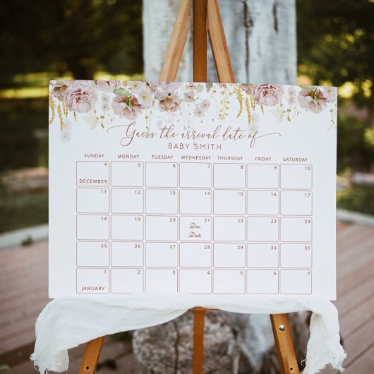 Poster Calendrier Boho jardin floral Devinez la date d’éc