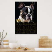Poster Calendrier Boston Terrier 2026 (Cuisine)