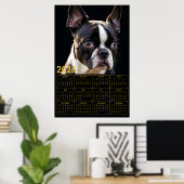 Poster Calendrier Boston Terrier 2026 (Bureau à domicile)
