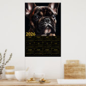 Poster Calendrier Bouledogue Français 2026 (Cuisine)