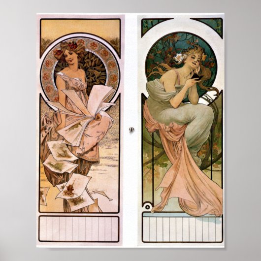 Poster Calendrier Champagne - Alphonse Mucha (Devant)