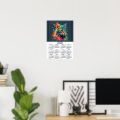 Poster Calendrier Chat Beau Watercolor Chat (Bureau à domicile)