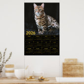 Poster Calendrier Chat Bengal 2026 (Cuisine)