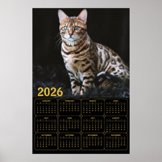Poster Calendrier Chat Bengal 2026 (Devant)