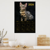 Poster Calendrier Chat Bengal 2026 (Cuisine)