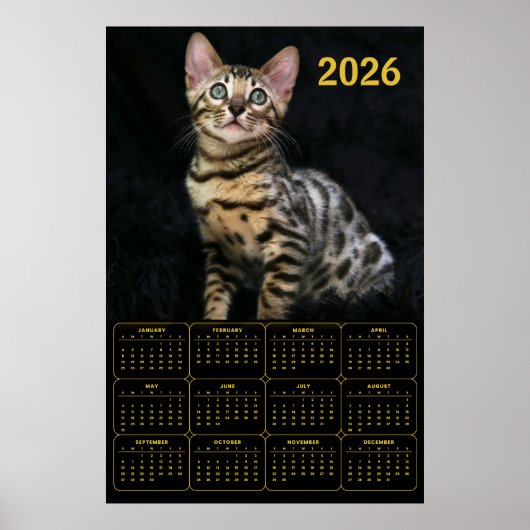 Poster Calendrier Chat Bengal 2026 (Devant)