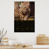 Poster Calendrier Chat Tigre 2026 (Cuisine)