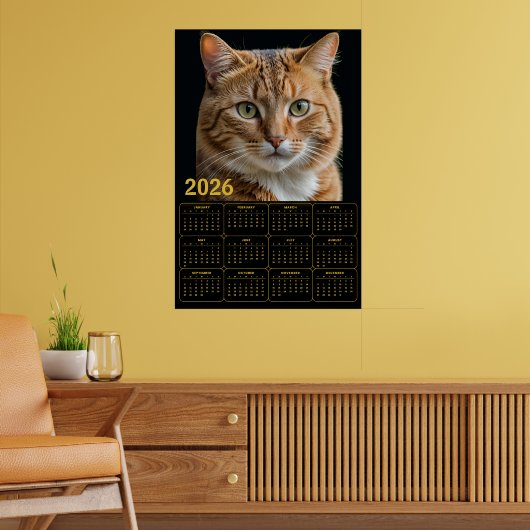 Poster Calendrier Chat Tigre Orange 2026 (Salon 2)