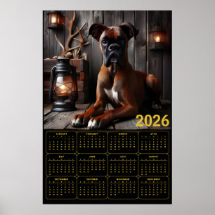 Poster Calendrier Chien Boxer 2026 – Portrait de Cabane R