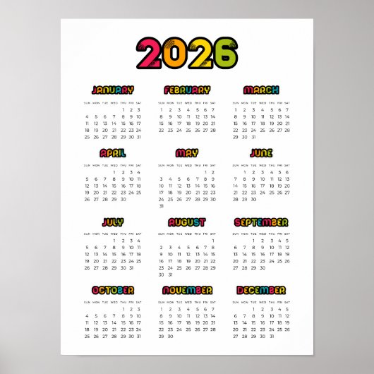 Poster Calendrier coloré 2023 (Devant)