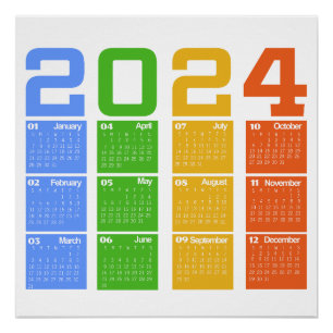Poster Calendrier coloré 2024