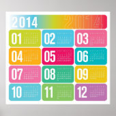 Poster Calendrier coloré annuel 2014 (Devant)
