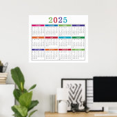 Poster Calendrier coloré simple 2025 (Bureau à domicile)
