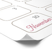 Poster Calendrier Coquette Rose à nœud devinez la date pr (Coin)