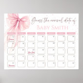 Poster Calendrier Coquette Rose à nœud devinez la date pr (Devant)