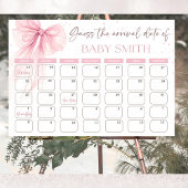 Poster Calendrier Coquette Rose à nœud devinez la date pr
