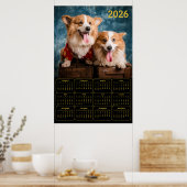 Poster Calendrier Corgi Duo 2026 (Cuisine)