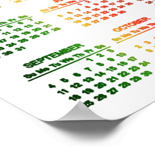 Poster Calendrier Couleurs Tropicales 2016 (Coin)