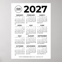 Calendrier d'affaires simple de base 2027 Logo d'e