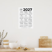 Poster Calendrier d'affaires simple de base 2027 Logo d'e (Cuisine)