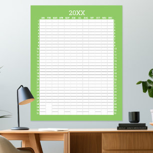 Poster Calendrier d'affichage annuel - Planificateur Lime