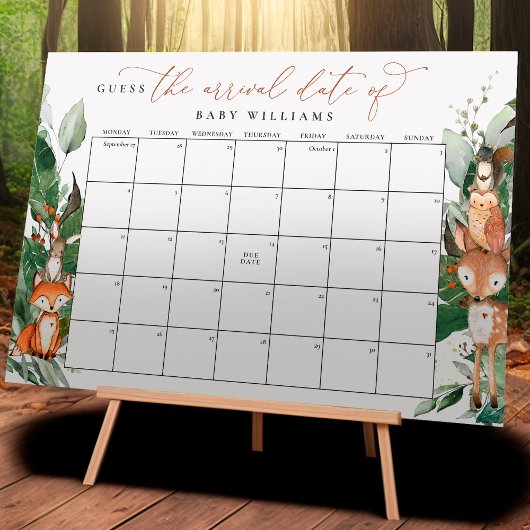 Poster Calendrier d'affichage Woodland Guess La date prév
