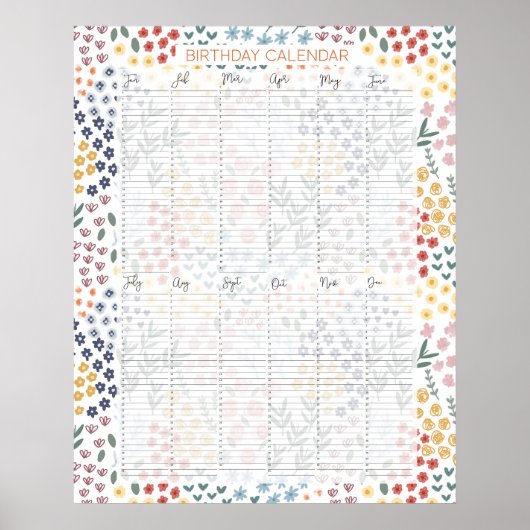 Poster Calendrier d'anniversaire À feuillage persistant p (Devant)