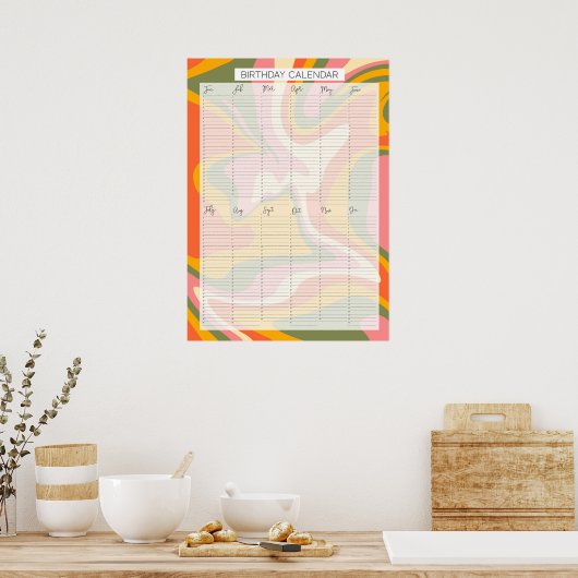 Poster Calendrier d'anniversaire À feuillage persistant p (Cuisine)