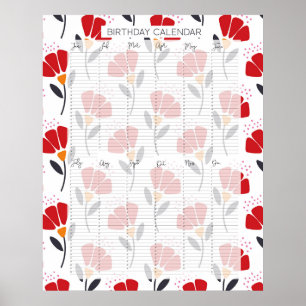 Poster Calendrier d'anniversaire À feuillage persistant p